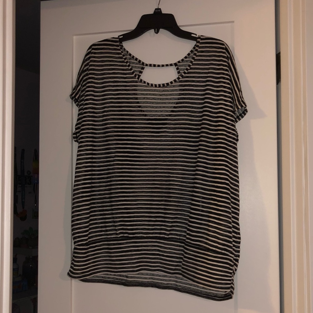 Stripy see-through swimsuit cover-up